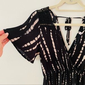 Shibori Print Romper | “Gauze Texture” and Lightweight | Size S | Black & White